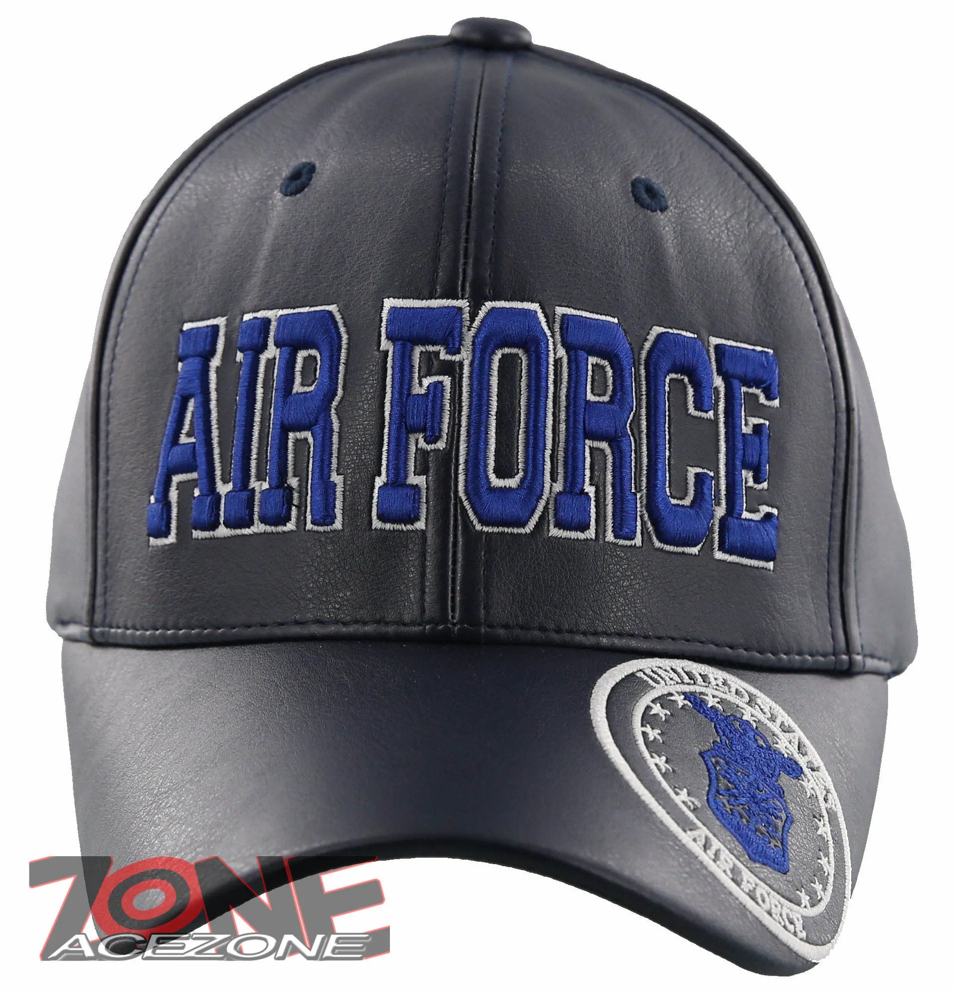 NEW! US AIR FORCE USAF BIG FAUX LEATHER CAP HAT NAVY