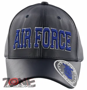 NEW! US AIR FORCE USAF BIG FAUX LEATHER CAP HAT NAVY