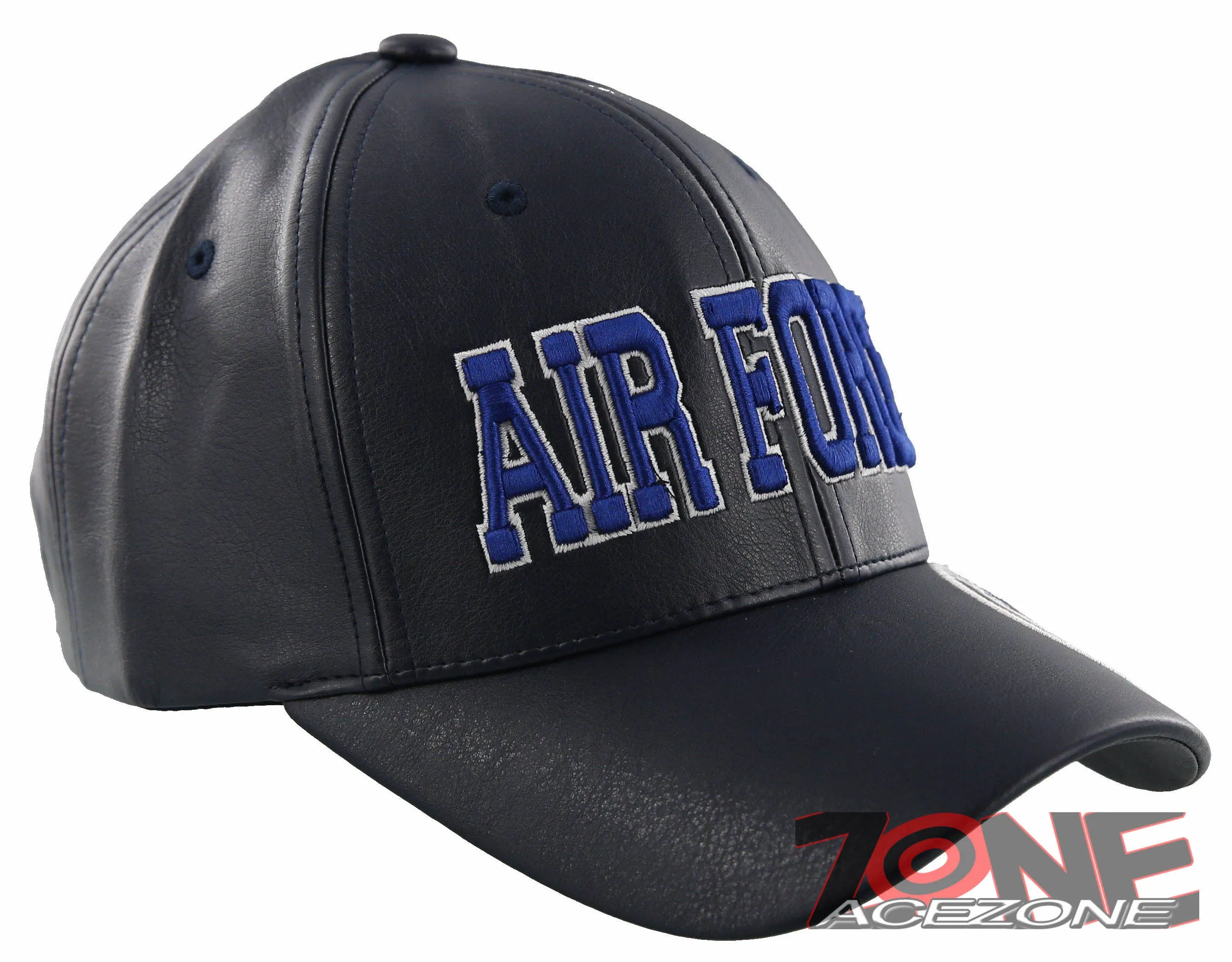 NEW! US AIR FORCE USAF BIG FAUX LEATHER CAP HAT NAVY