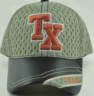 NEW! W/LEATHER TX TEXAS TX MESH CAP HAT TAN