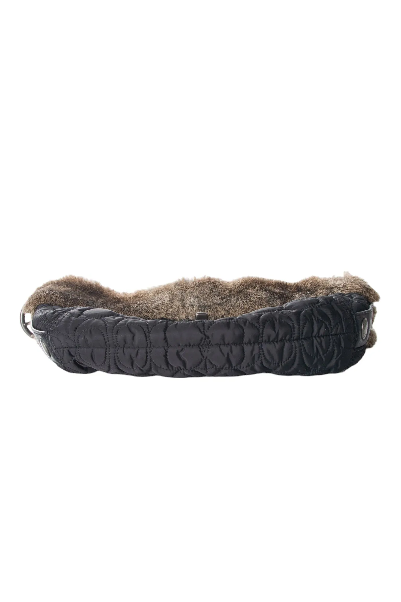 Nylon Bag with Fur Trim