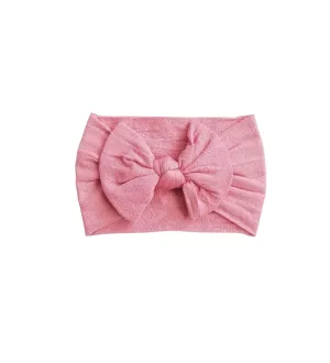 Nylon Bow Headwrap Rose Pink