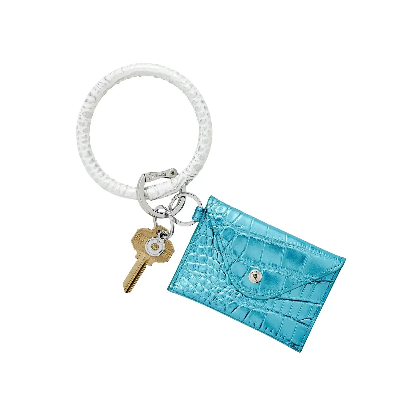 O-ring Mini Envelope Wallet Blue Crocodile