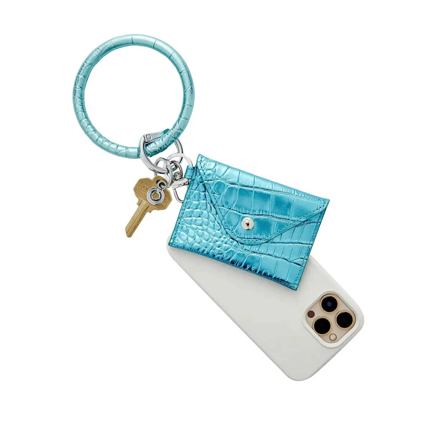 O-ring Mini Envelope Wallet Blue Crocodile