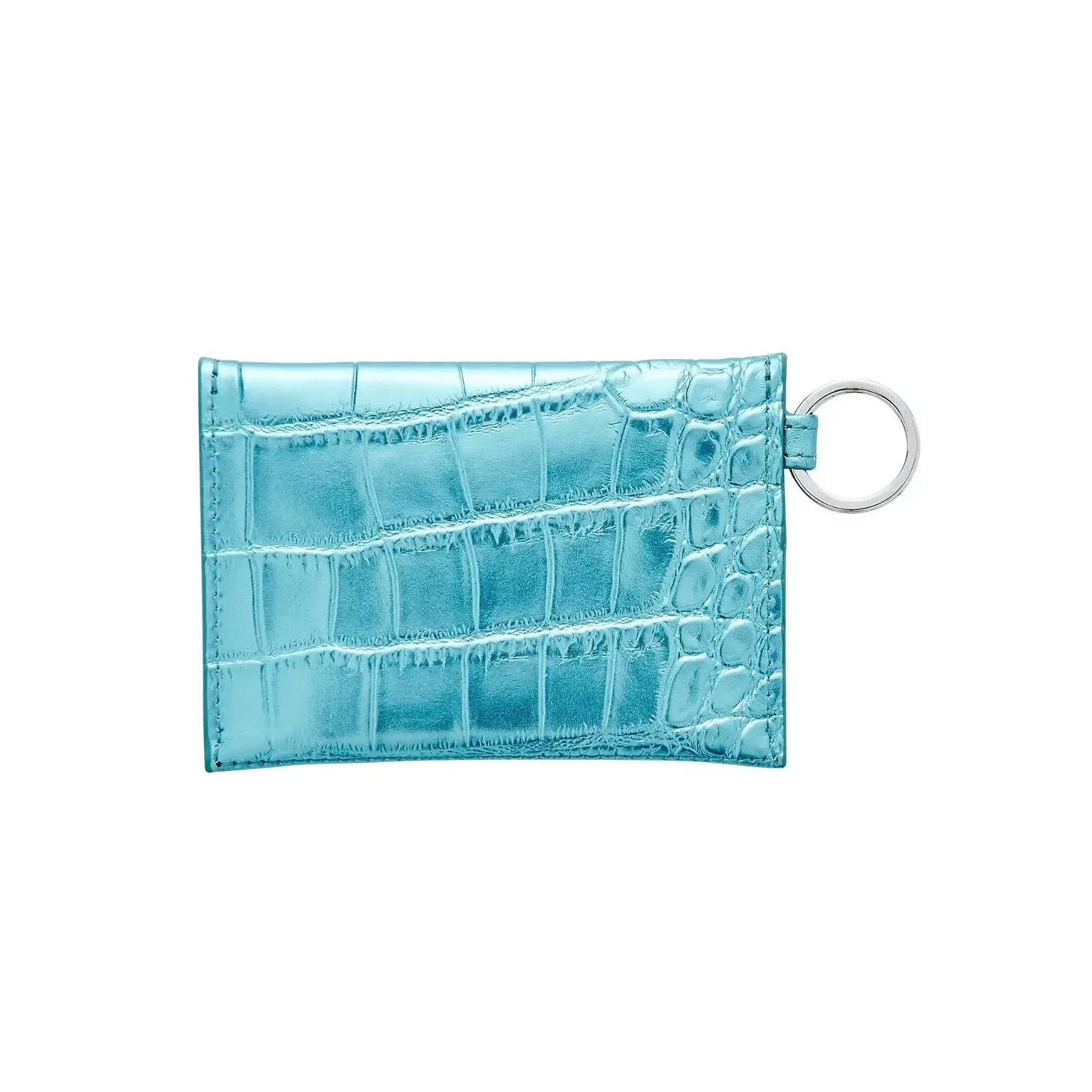 O-ring Mini Envelope Wallet Blue Crocodile