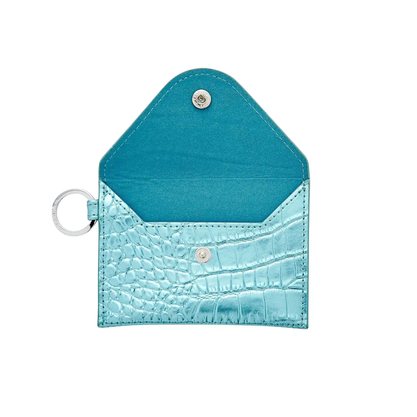 O-ring Mini Envelope Wallet Blue Crocodile