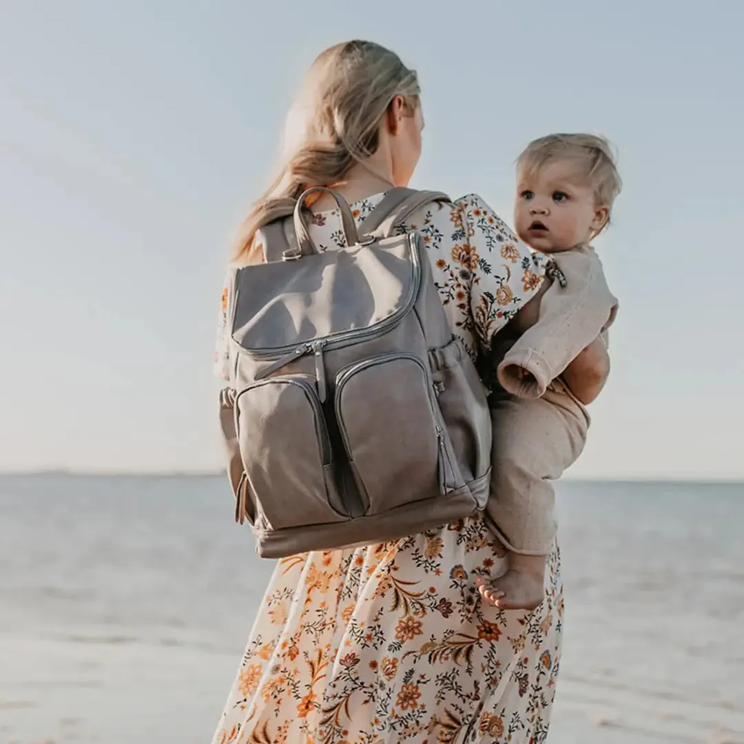 OiOi Signature Vegan Leather Nappy Backpack - Dimple Oat