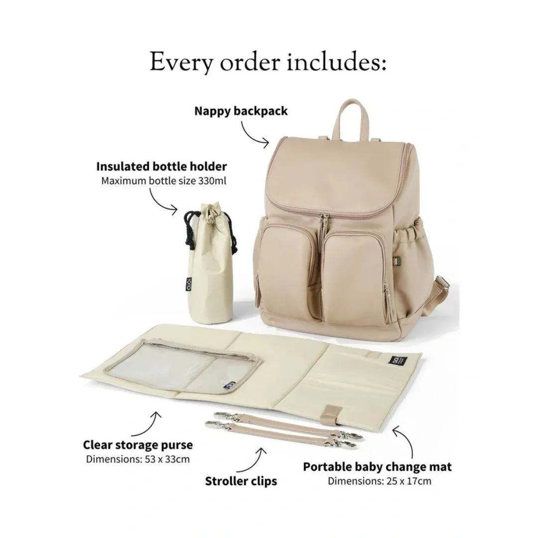 OiOi Signature Vegan Leather Nappy Backpack - Dimple Oat