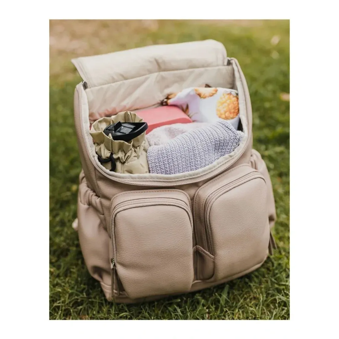 OiOi Signature Vegan Leather Nappy Backpack - Dimple Oat