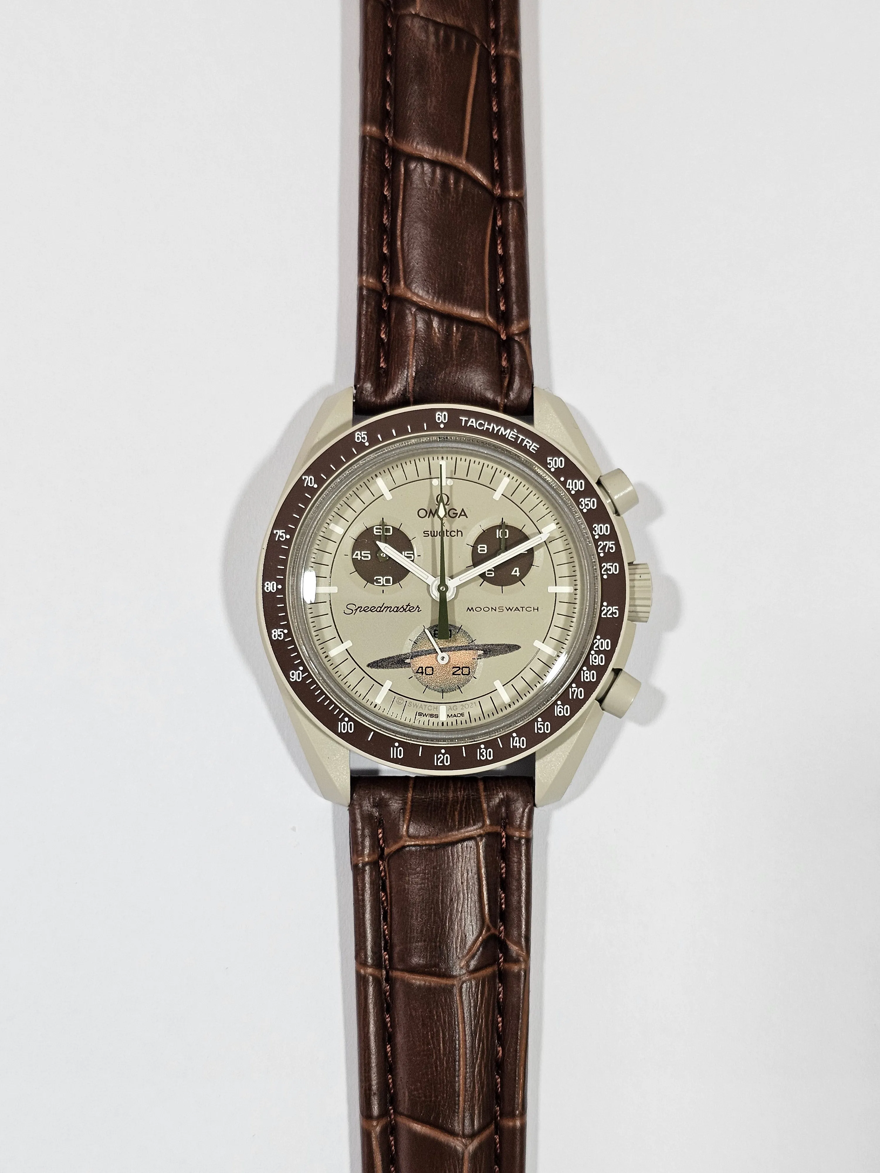 Omega X Swatch MoonSwatch Strap: Embossed Leather - Brown