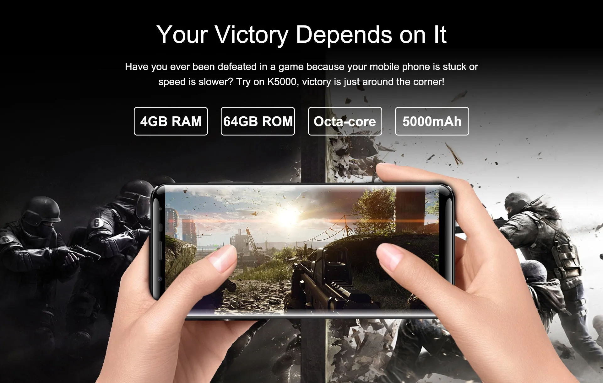 OUKITEL K5000 Smart Phone - 5.7 Inch, MT6750T, 18:9 Aspect Ratio, 4GB RAM,  64GB ROM, Black