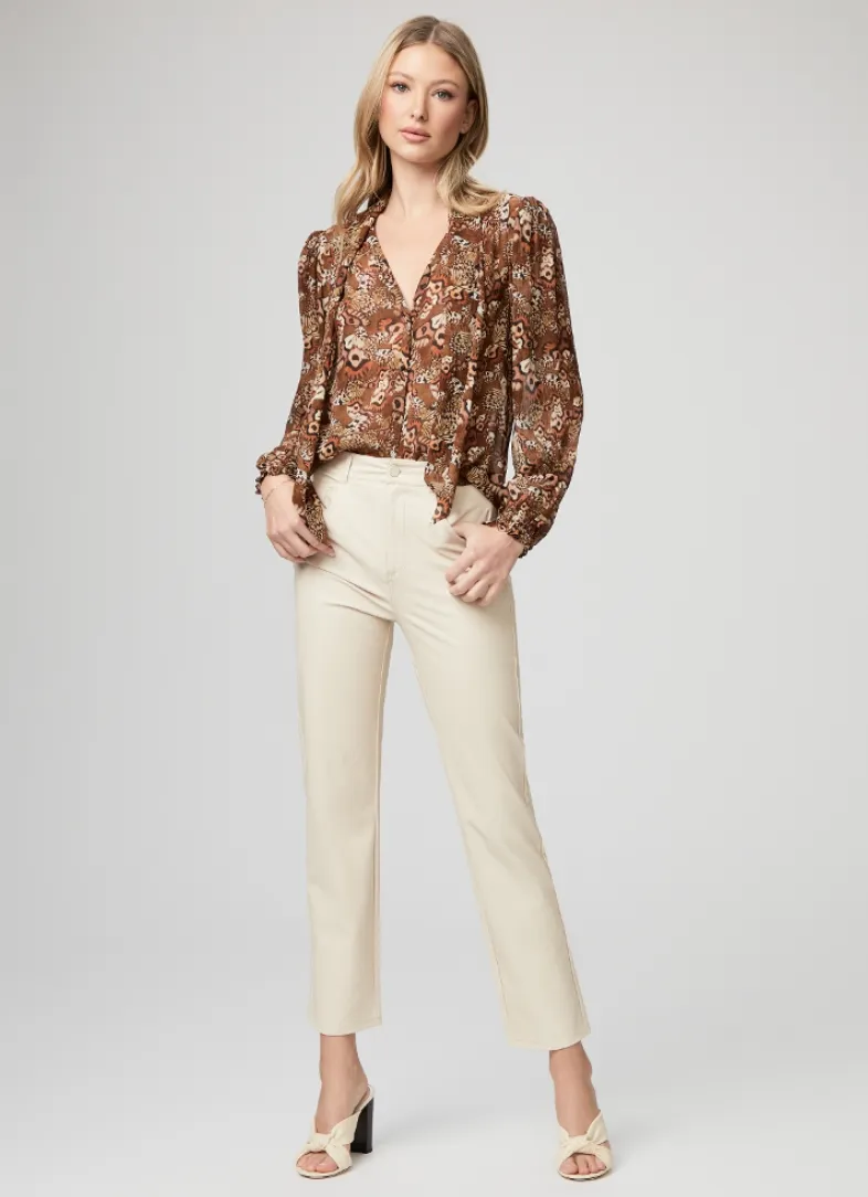 Paige - Stella Straight Leg Vegan Leather Pant - Ecru