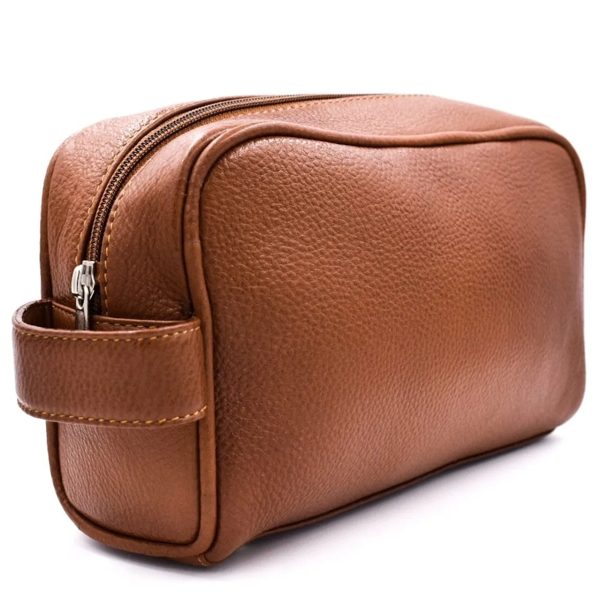Parker Large Leather Toiletry Bag (Saddle Brown)