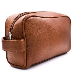 Parker Large Leather Toiletry Bag (Saddle Brown)