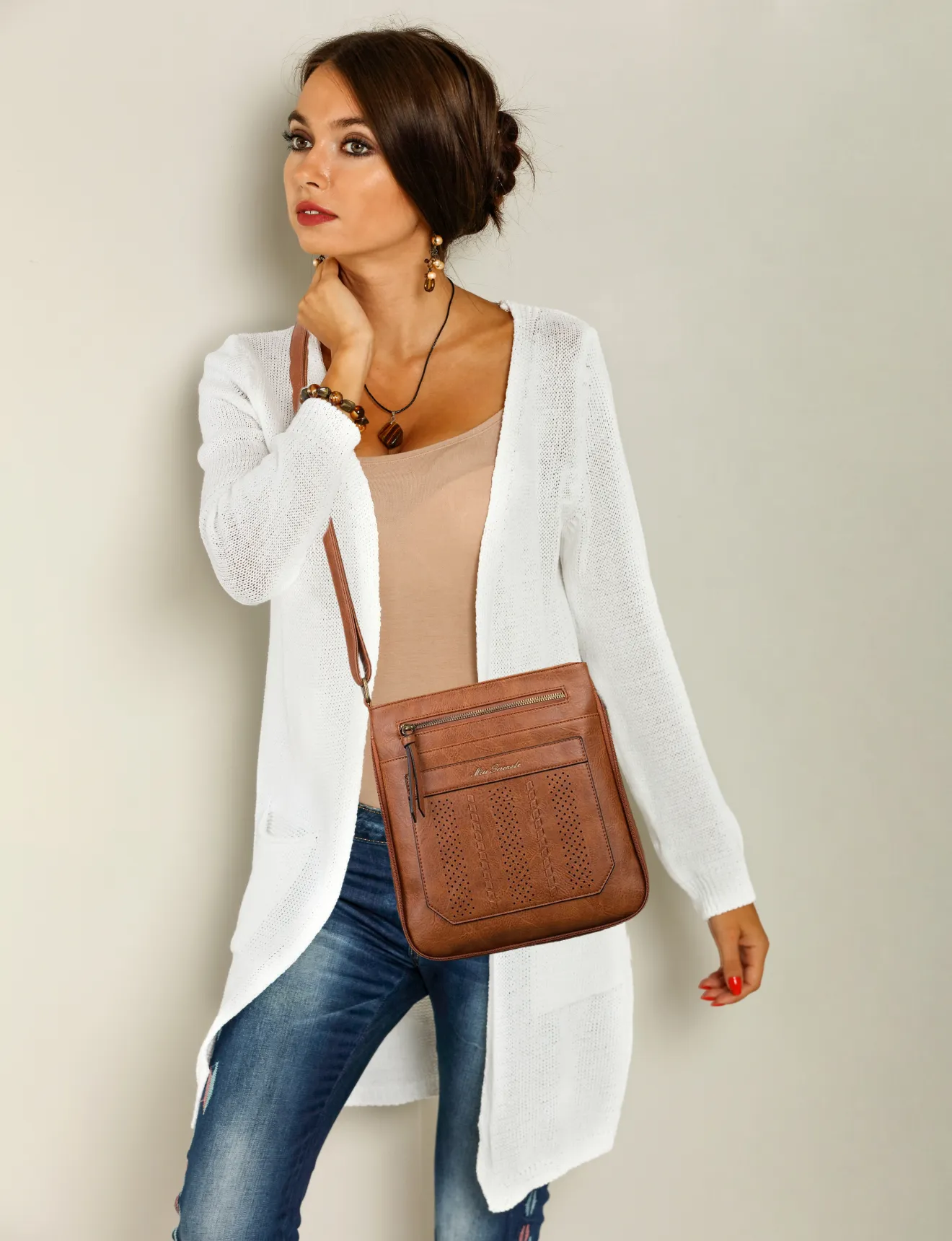 PATRICIA VEGAN EXPANDABLE XBODY BAG- XB-2356-TAN- NEW IN