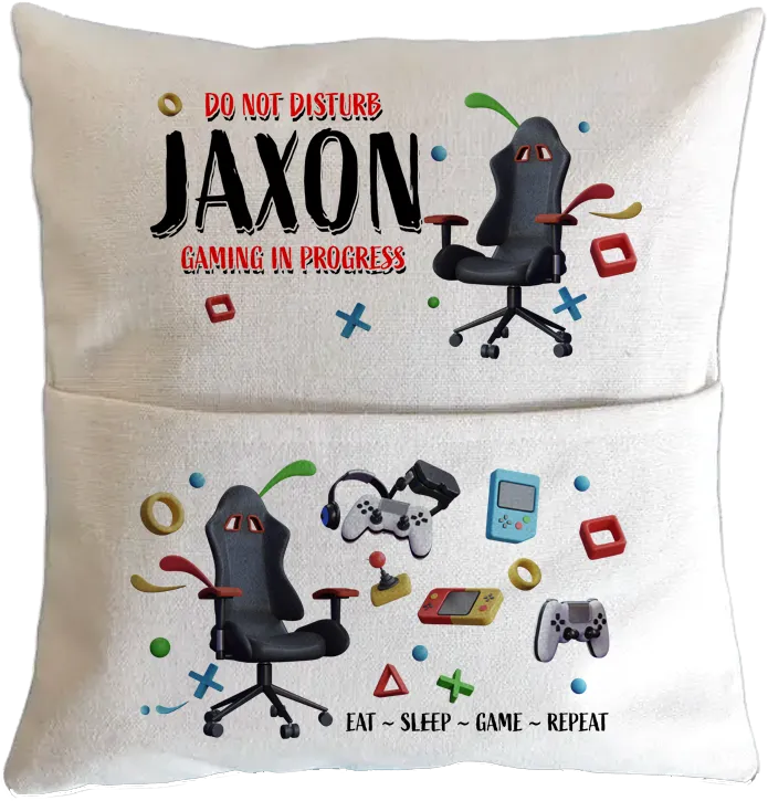 Personalised Eat Sleep Game Repeat Cushion