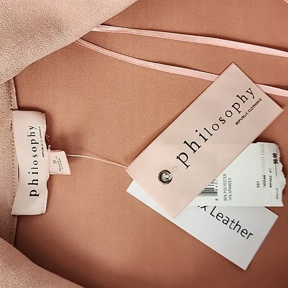 PHILOSOPHY SALMON PINK WOMEN'S JACKET SIZE S,BRAND NEW, FAUX LEATHER