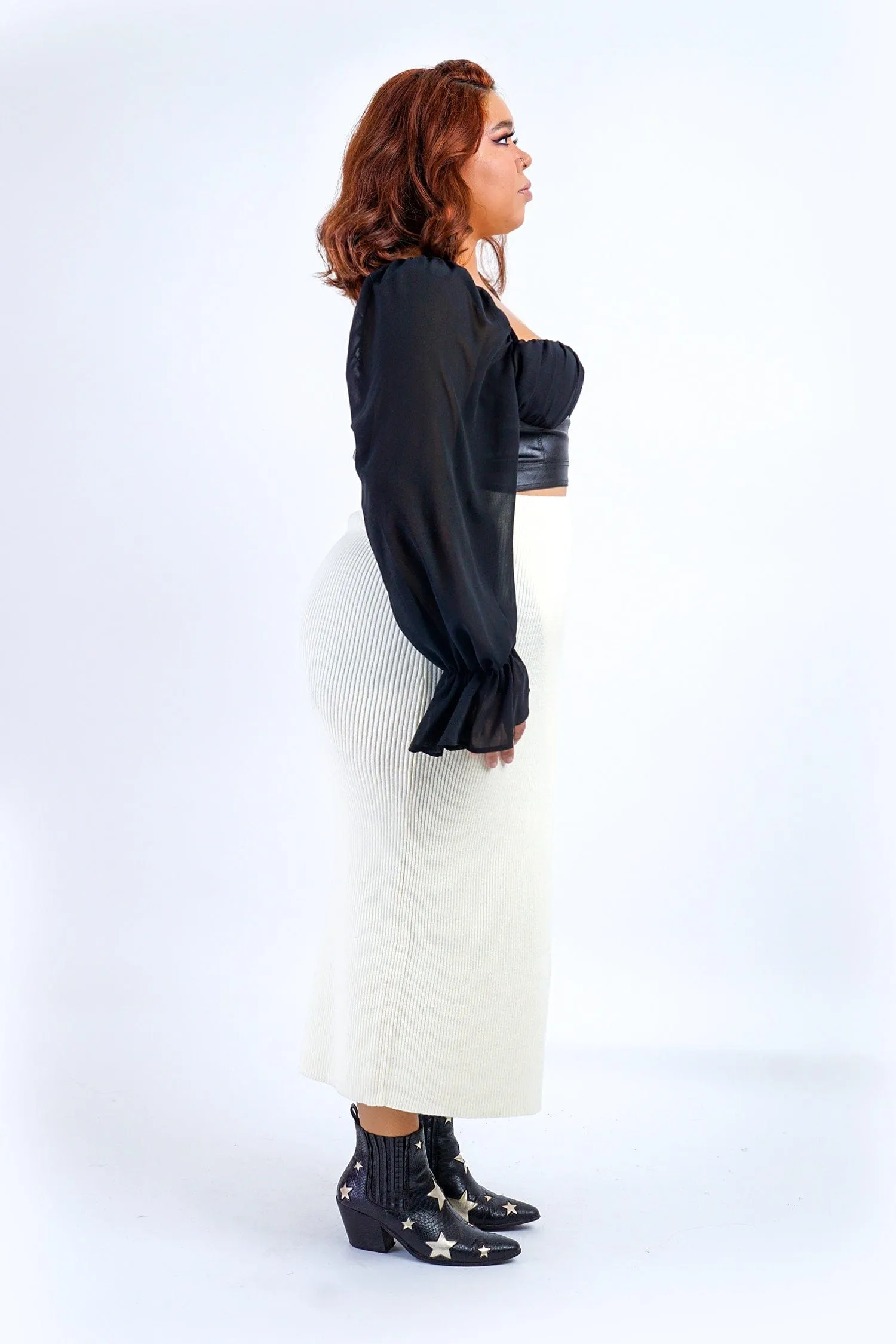 Plus Black Faux Leather Sweet Heart Top