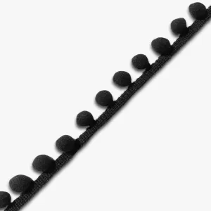 Pom Pom Lace - 15mm | Black (Per Met)