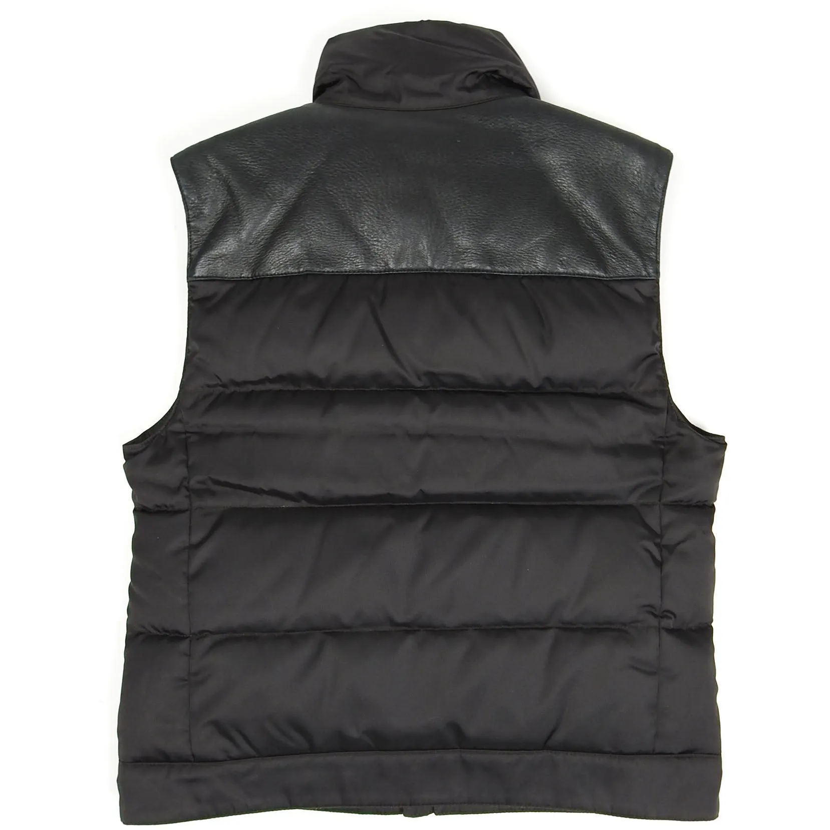 Prada Black Nylon/Leather Down Fill Vest Size 46