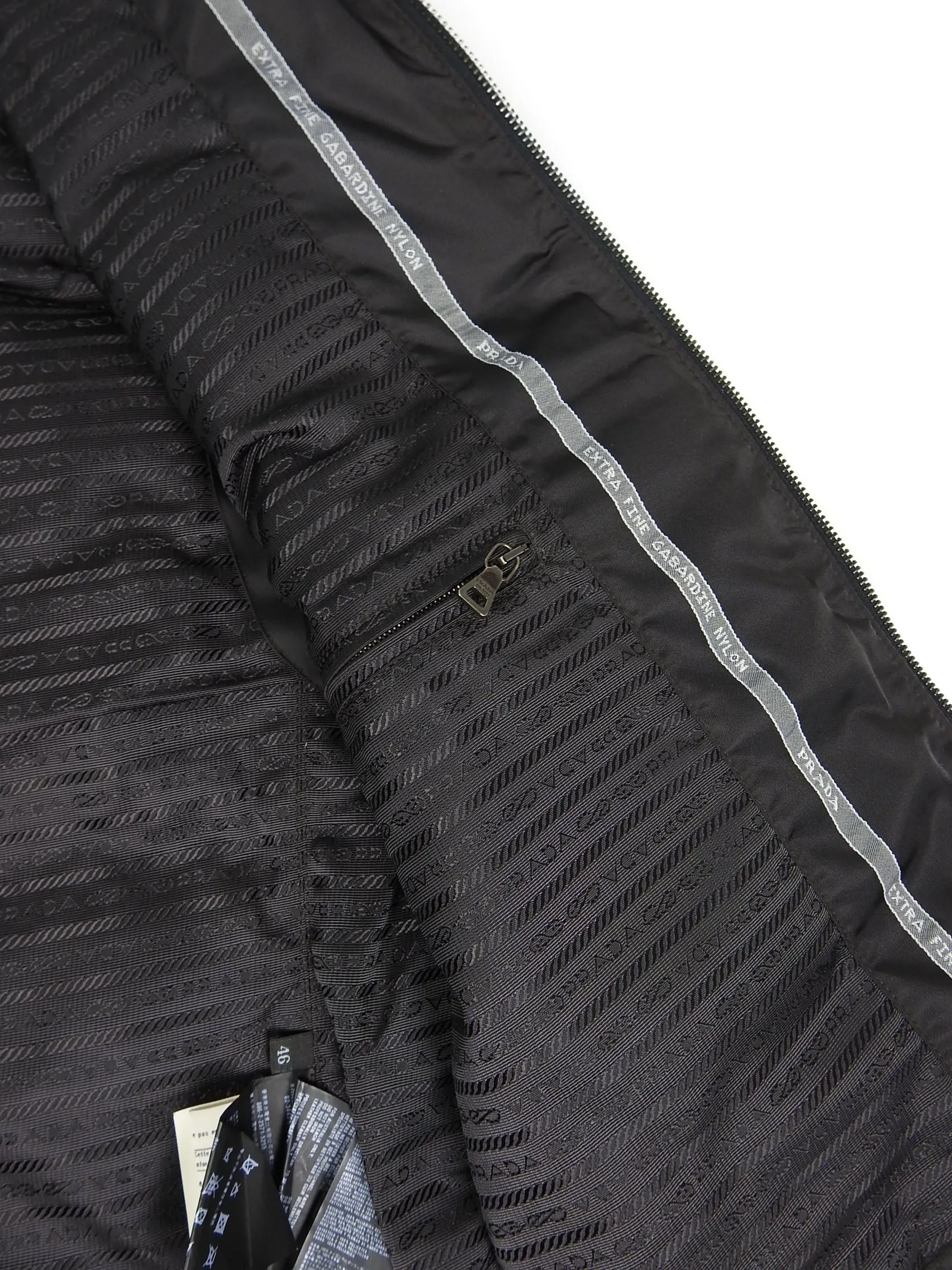 Prada Black Nylon/Leather Down Fill Vest Size 46