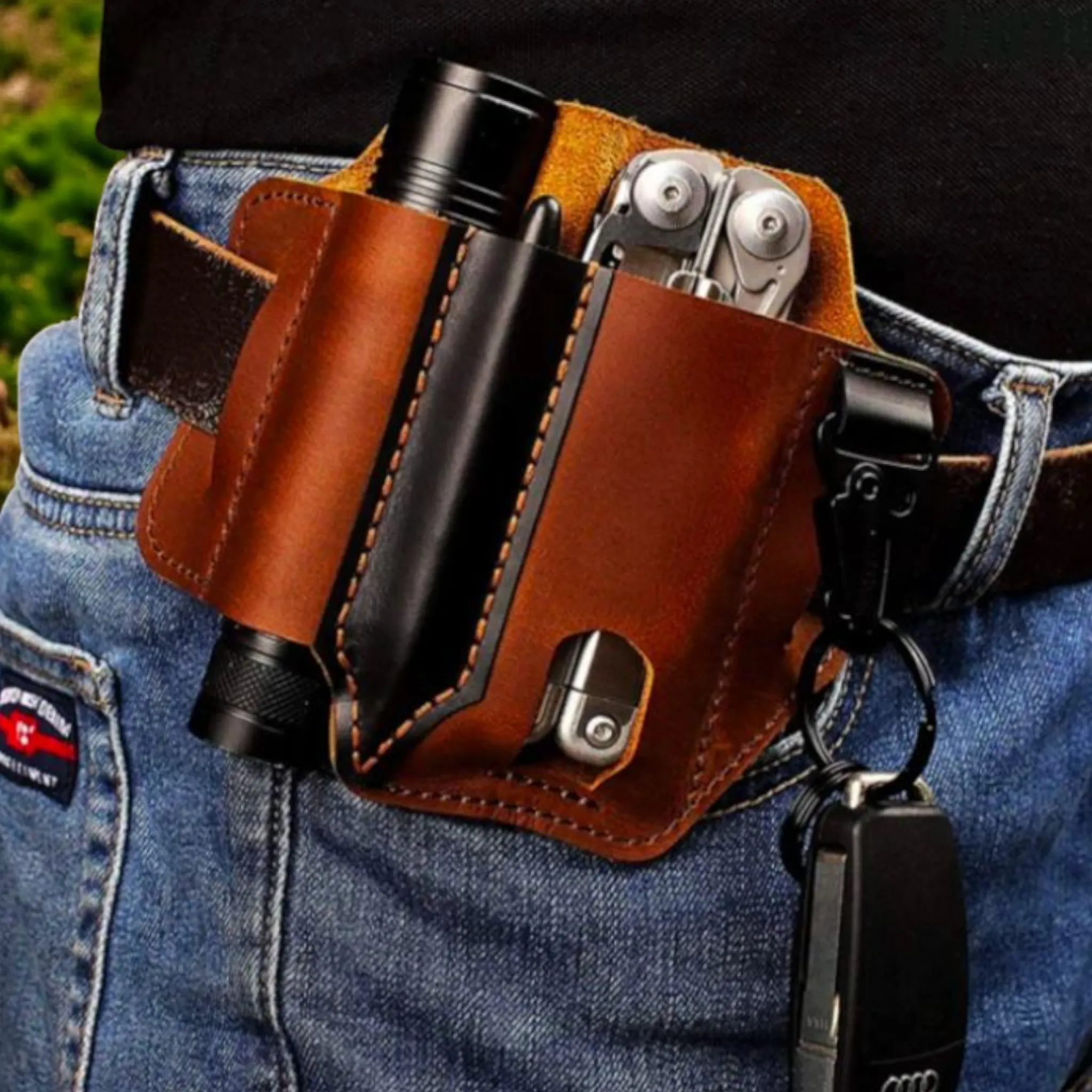 PrepPro Leather EDC Belt Sheath – Everyday Essentials, One Holster
