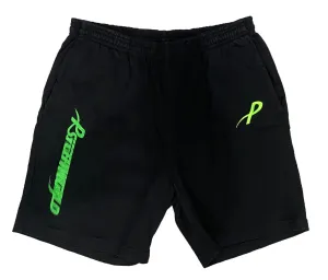 Psychworld Black Canvas Shorts Lime Green Logo