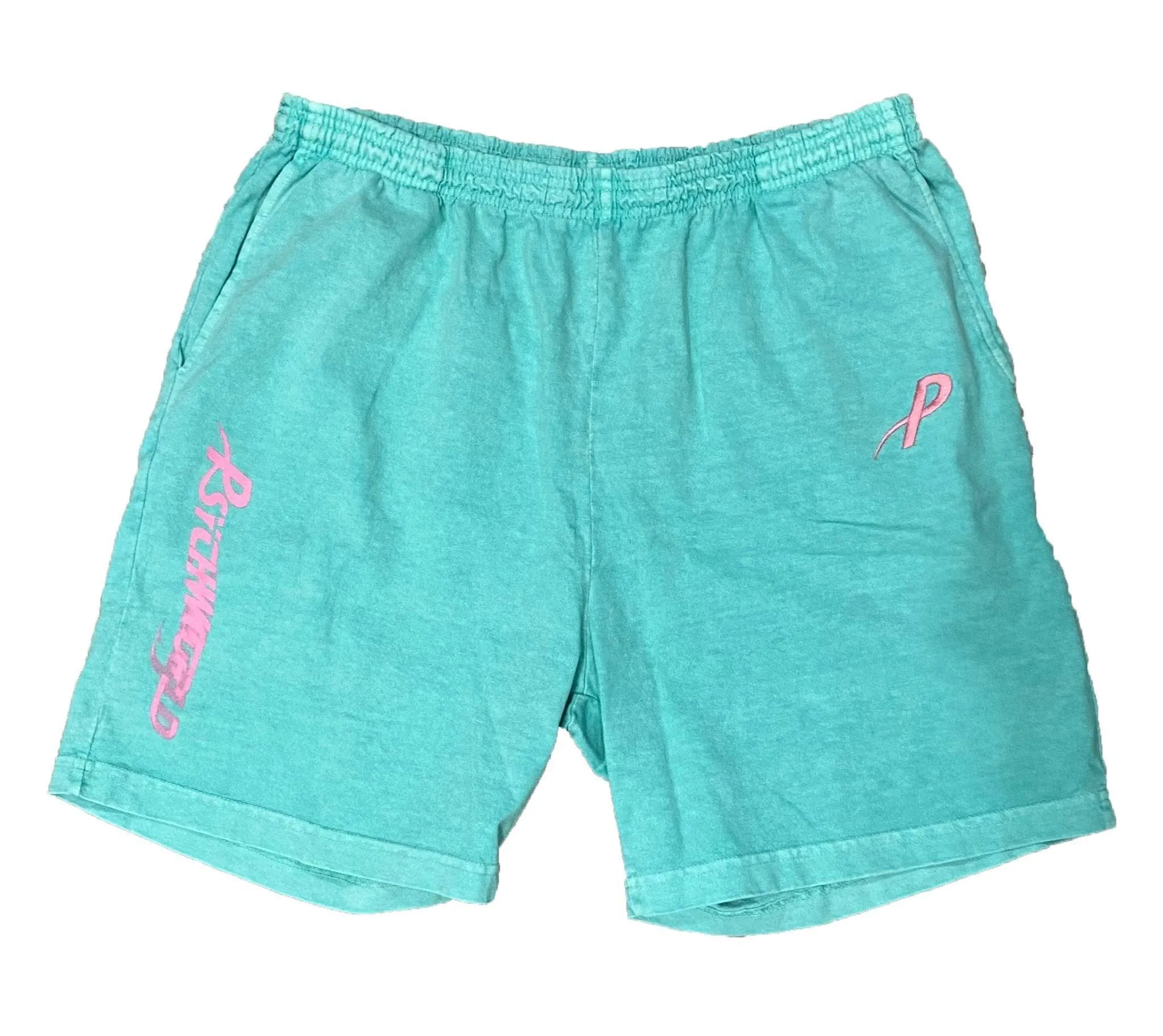 Psychworld Teal Canvas Shorts Pink Logo
