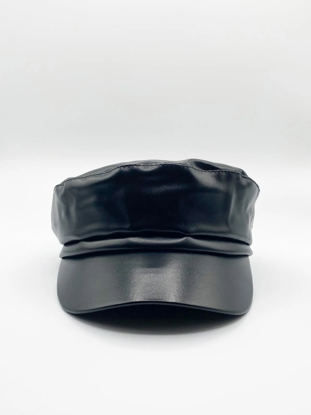 PU Leather Baker Boy In Black