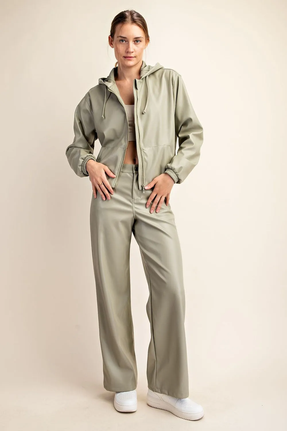 PU LEATHER STRAIGHT PANTS
