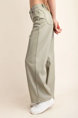 PU LEATHER STRAIGHT PANTS
