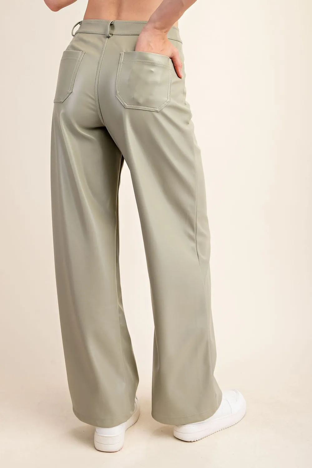 PU LEATHER STRAIGHT PANTS