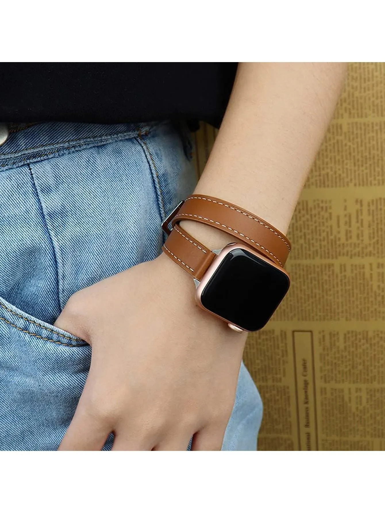 PU Leather Watchband - Brown