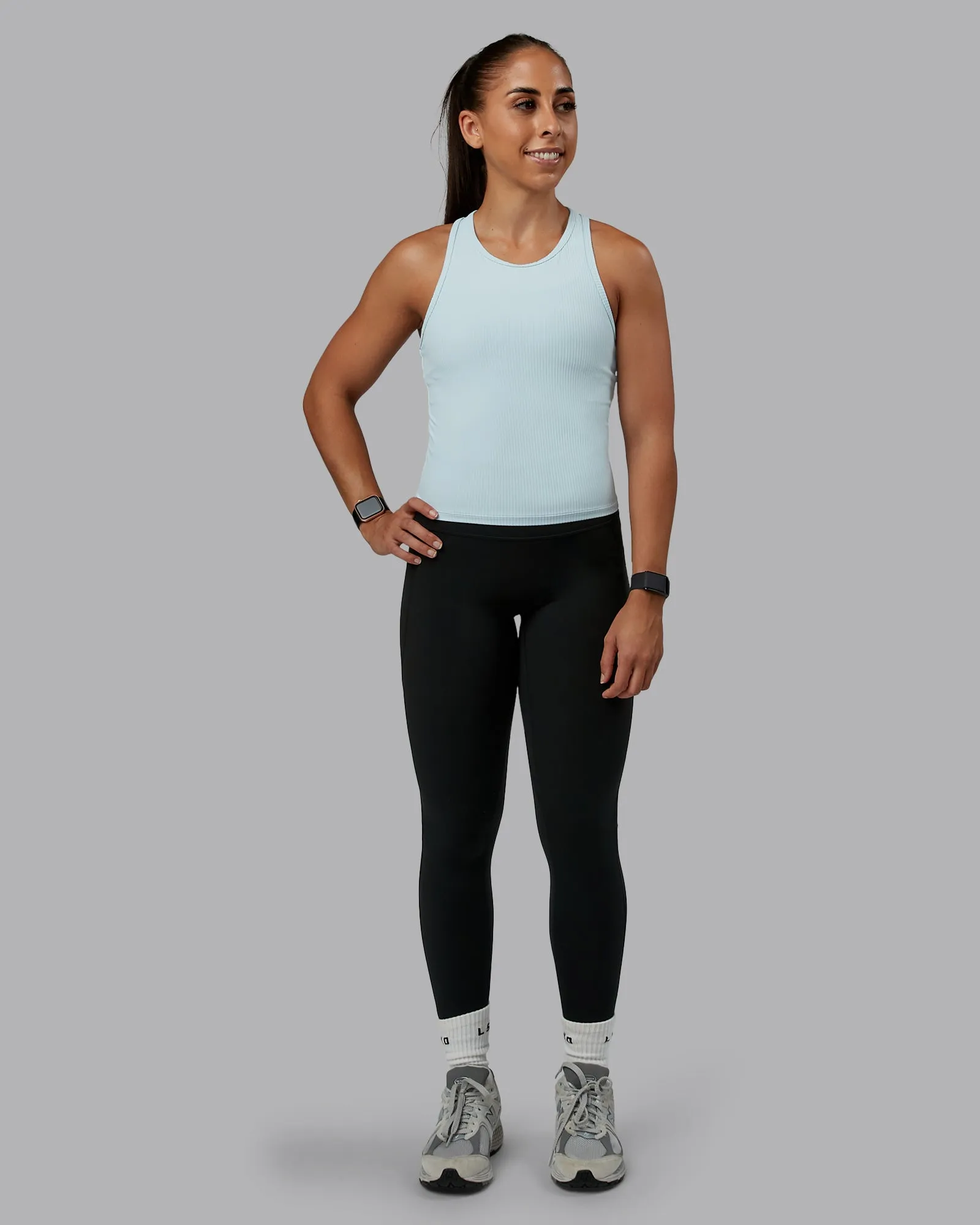 Push High Neck Ribbed Tank - Skyride
