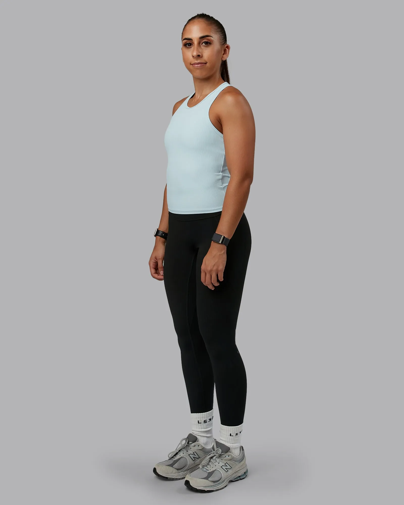 Push High Neck Ribbed Tank - Skyride