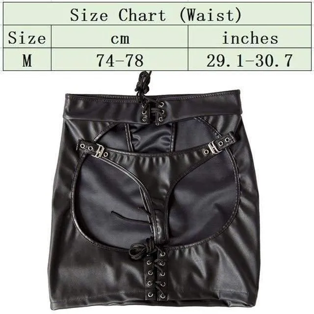 "Sewing" - Fetish PU Leather Hip Skirt Slave Spanking Open Butt Bondage Erotic Harness