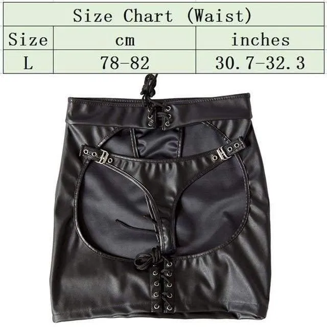 "Sewing" - Fetish PU Leather Hip Skirt Slave Spanking Open Butt Bondage Erotic Harness