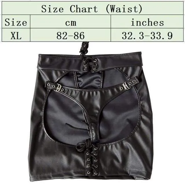 "Sewing" - Fetish PU Leather Hip Skirt Slave Spanking Open Butt Bondage Erotic Harness