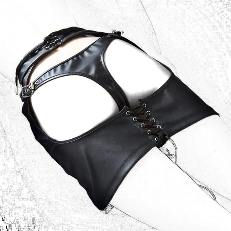 "Sewing" - Fetish PU Leather Hip Skirt Slave Spanking Open Butt Bondage Erotic Harness
