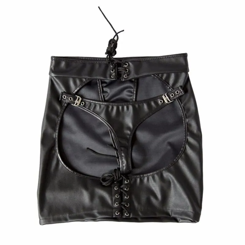 "Sewing" - Fetish PU Leather Hip Skirt Slave Spanking Open Butt Bondage Erotic Harness
