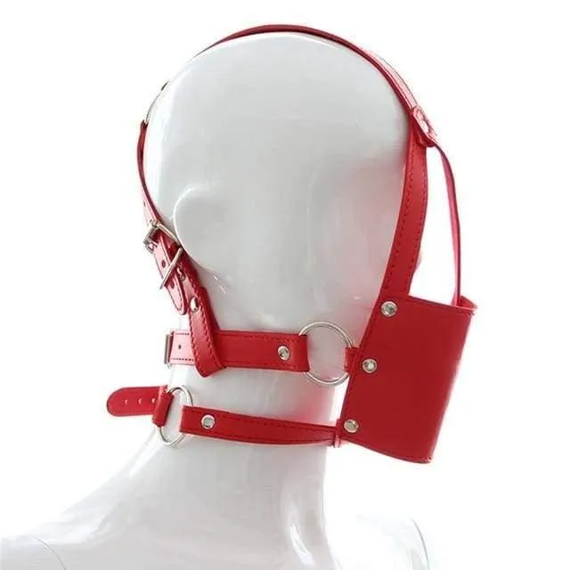 "Silent" - Silicone Mouth Gag Bondage Restraints PU Leather Open Mouth Ball Head Harness Fetish Mask With Oral Fixation