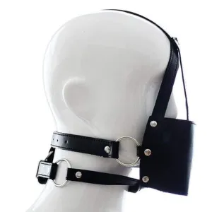 "Silent" - Silicone Mouth Gag Bondage Restraints PU Leather Open Mouth Ball Head Harness Fetish Mask With Oral Fixation