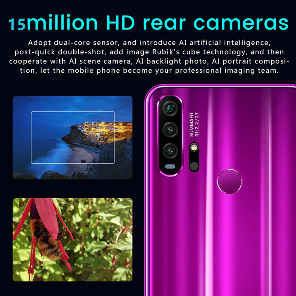 R30 pro Smart Phone 4G Network 3G   64g High Configuration Face Recognition Fingerprint Recognition Phone purple_British regulatory
