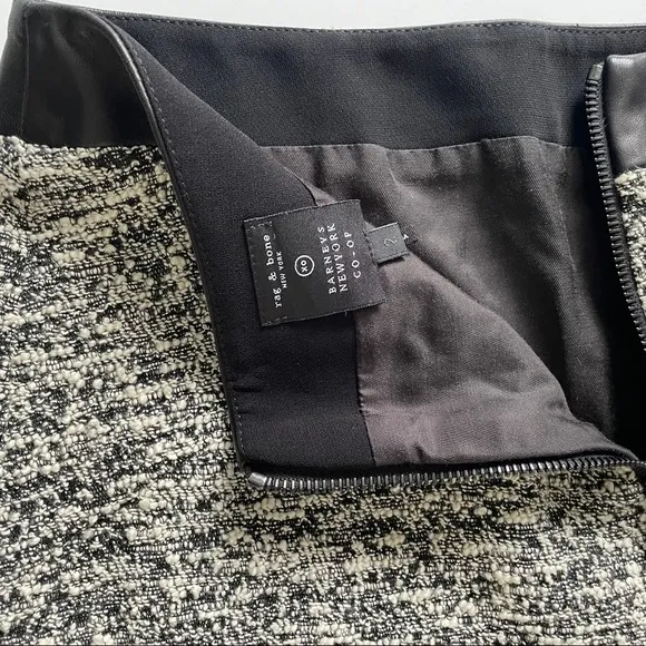 Rag &amp; bone tweed mini skirt with leather trim size 2