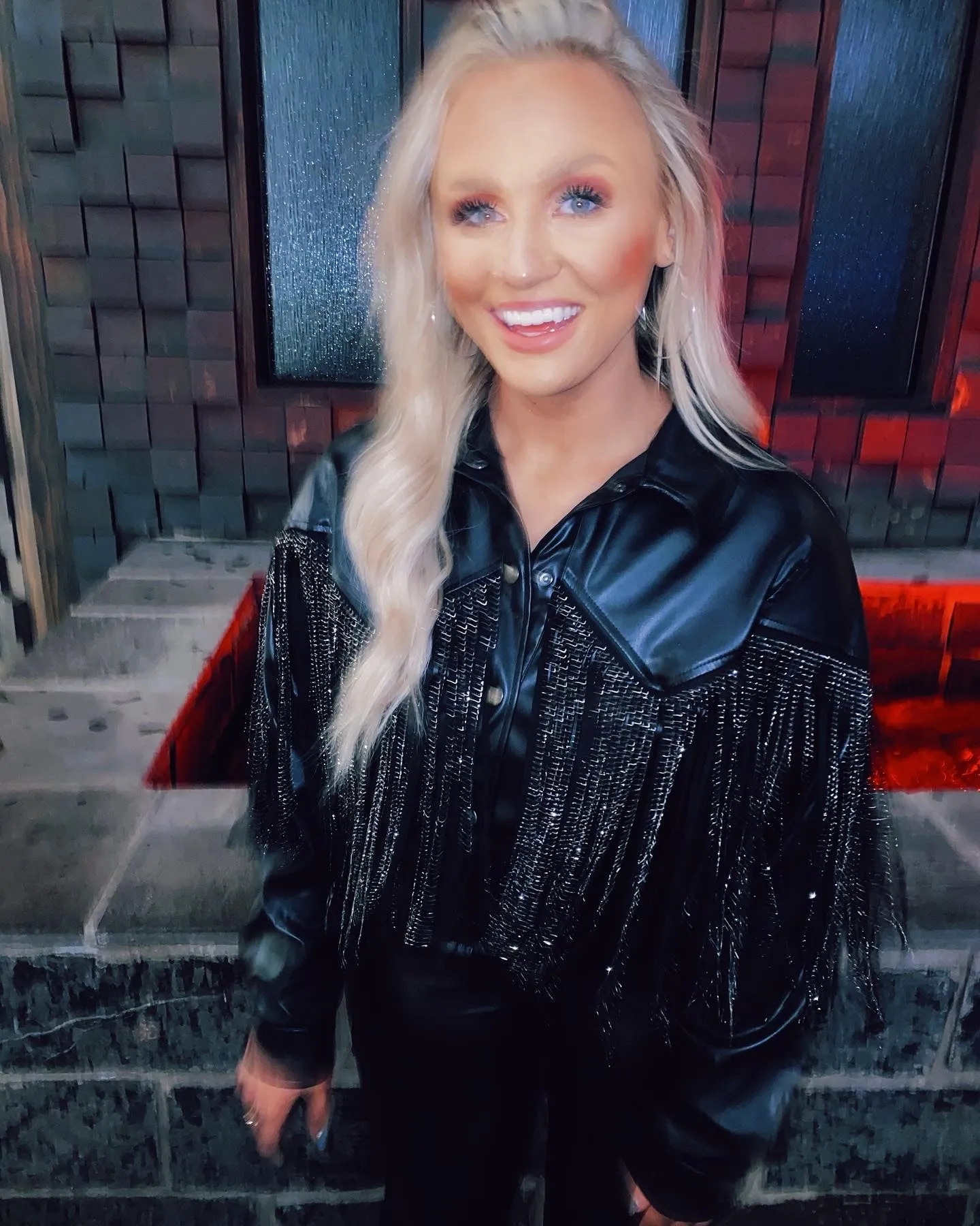 Razzle Dazzle Rhinestone Fringe Leather Jacket