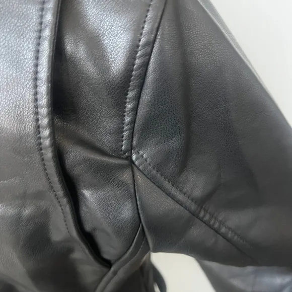 Rebecca Minkoff Sz L Black Vegan Leather Crop Motto Motorcycle Jacket