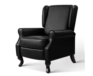 Recliner Chair Sofa Armchair Lounge Black Leather
