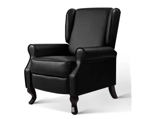 Recliner Chair Sofa Armchair Lounge Black Leather