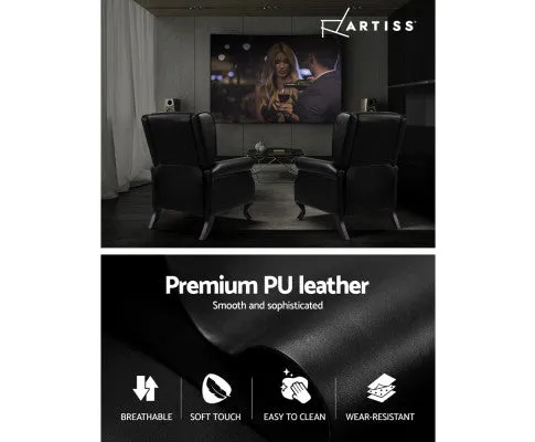 Recliner Chair Sofa Armchair Lounge Black Leather