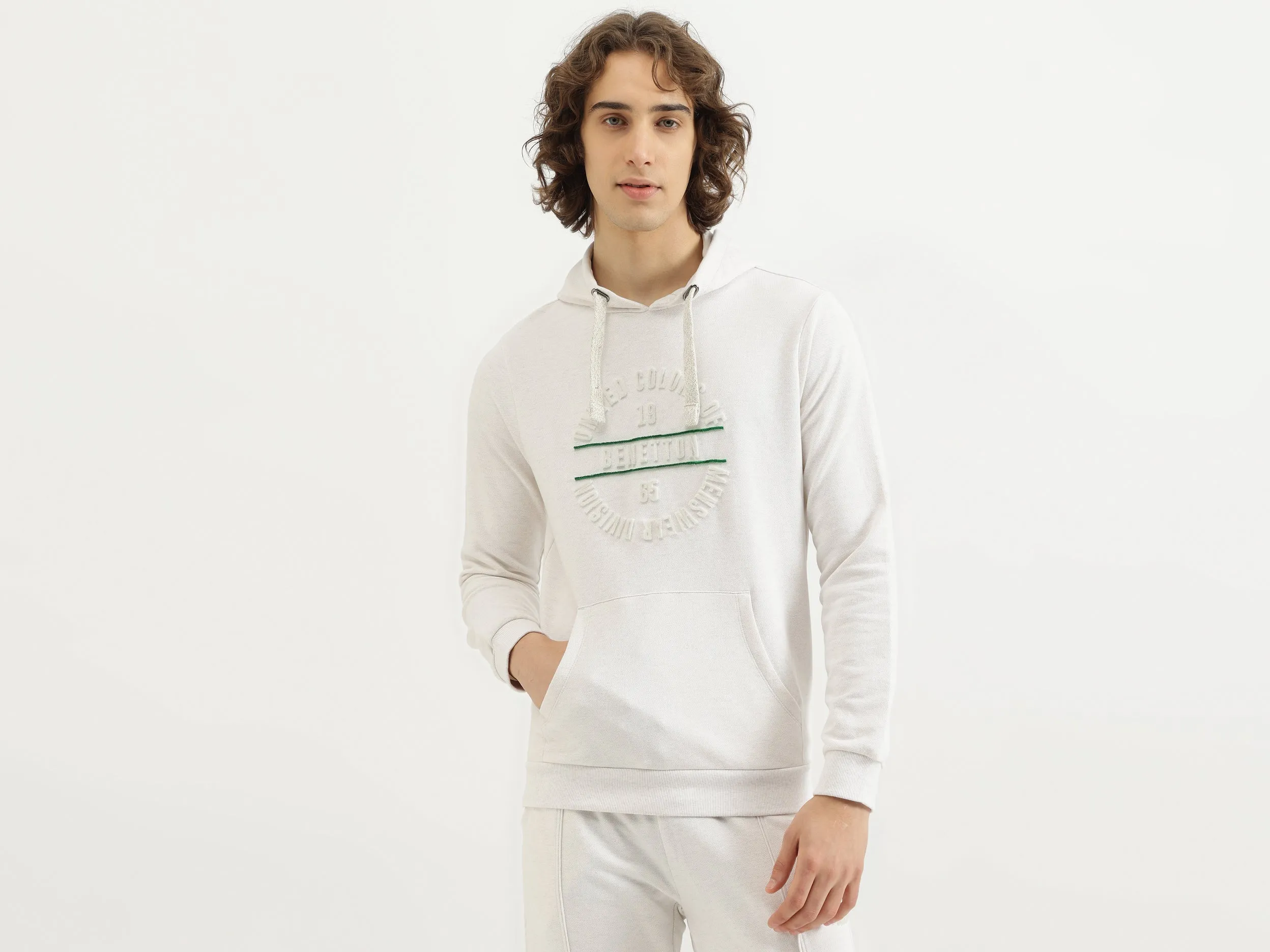 Regular Fit Hooded Neck Embossed Sweatshirt